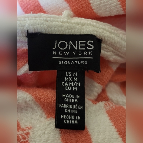 Jones New York Womens Striped Peach and White Hoodie Size M - Picture 2 of 10